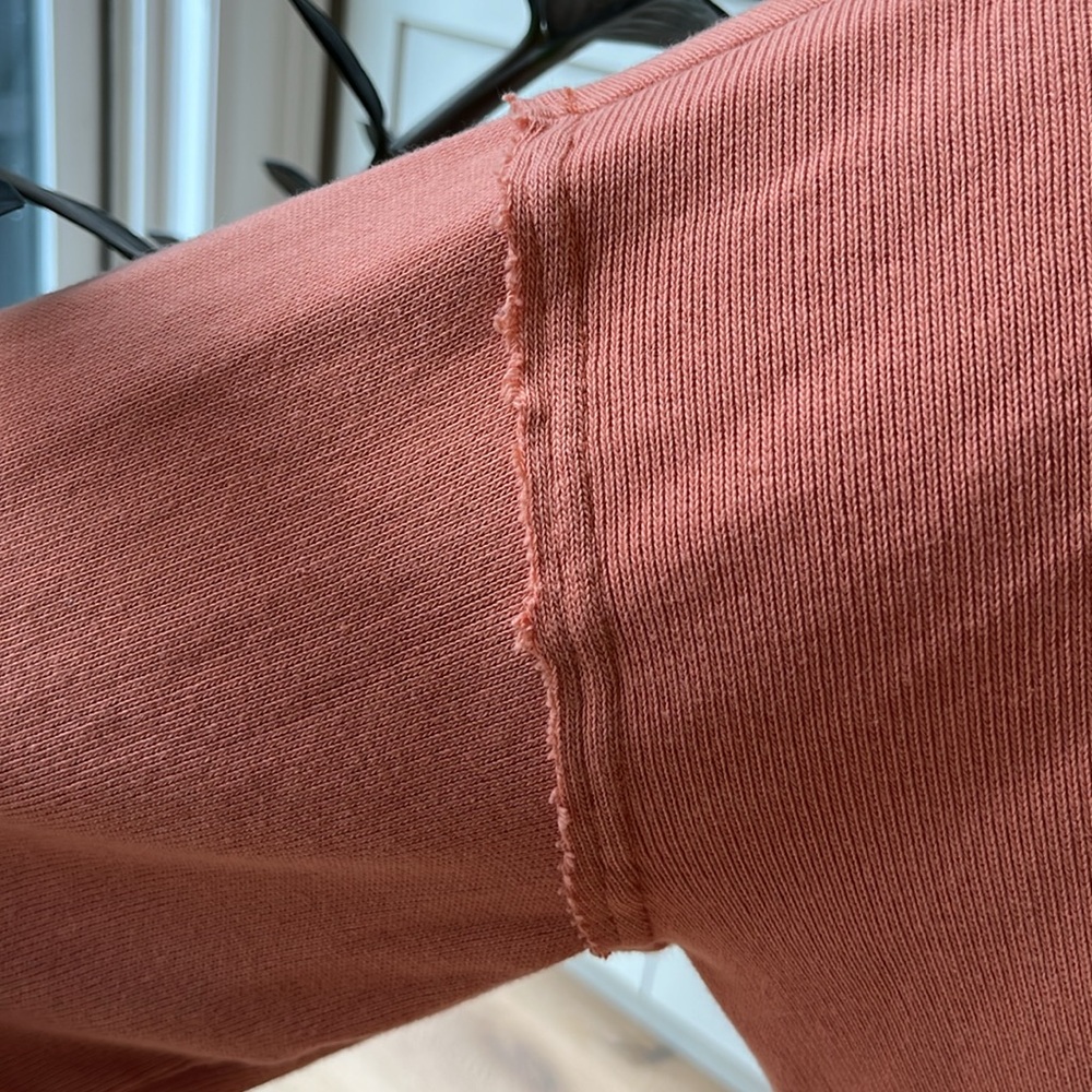 EUC Free People Beach Social Set peach cropped raw edge long sleeve hoodie - Picture 3 of 11